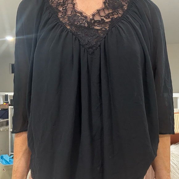 Young by Yoyo Yeung Tops - Black Lace V-Neck Top